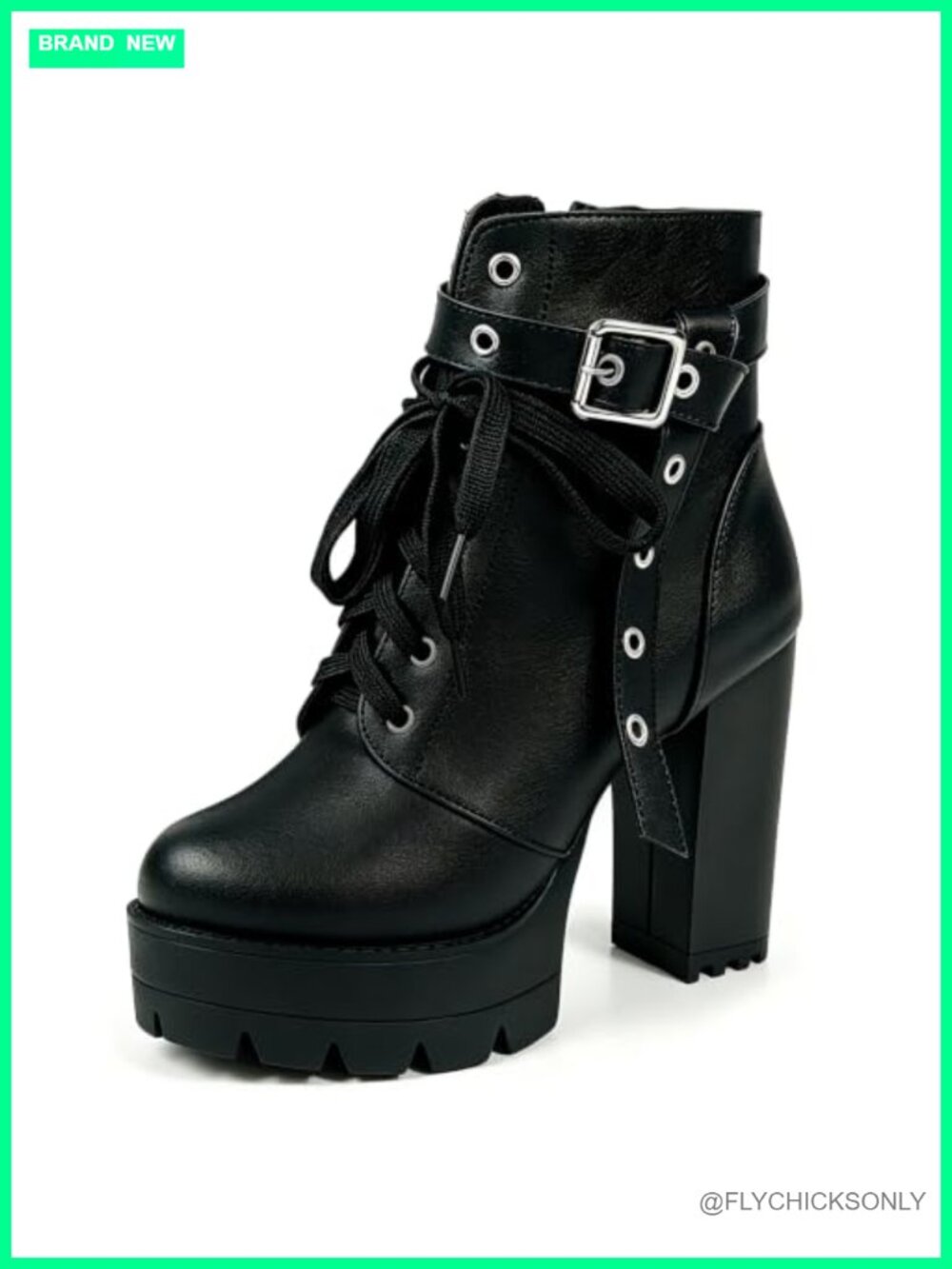 Platform High Heel Combat Ankle Booties Lace Up Goth Boots Women